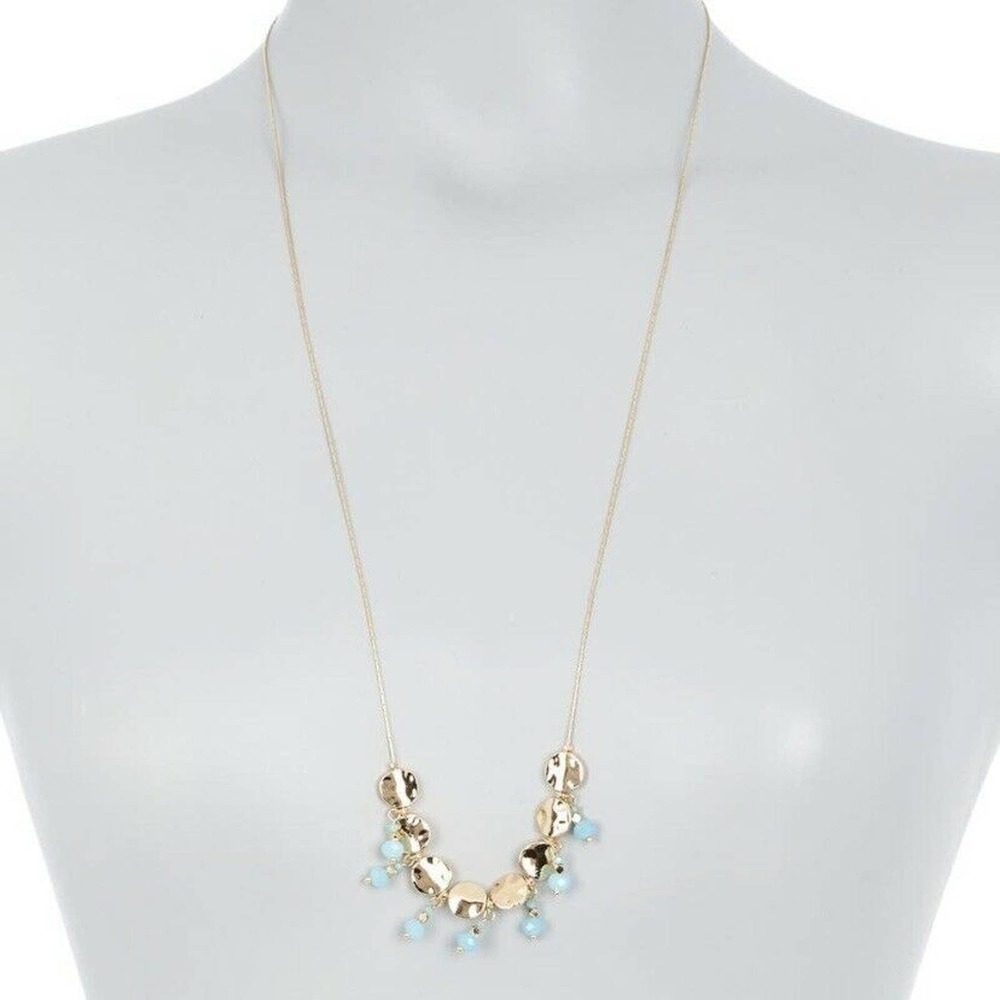 Stephan & Co‎ Metal & Bead Drop Long Necklace New